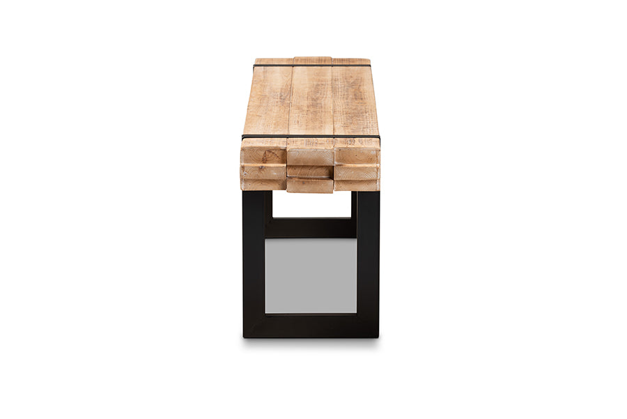 Baxton Studio Henson Rustic and Industrial Natural Brown Finished Wood and Black Finished Metal Bench | Benches | Modishstore - 5