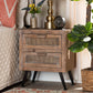 Baxton Studio Calida Mid-Century Modern Whitewashed Natural Brown Finished Wood and Rattan 2-Drawer Nightstand | Modishstore | Nightstands