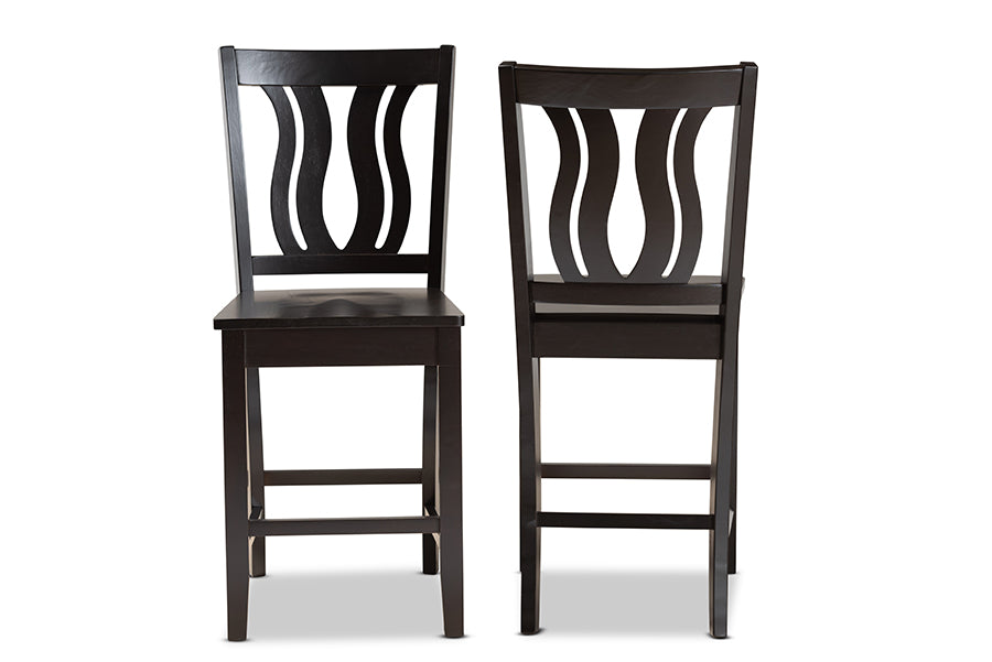 baxton studio fenton modern and contemporary transitional dark brown finished wood 2 piece counter stool set | Modish Furniture Store-3