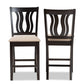 baxton studio fenton modern and contemporary transitional sand fabric upholstered and dark brown finished wood 2 piece counter stool set | Modish Furniture Store-3
