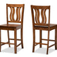 baxton studio fenton modern and contemporary transitional walnut brown finished wood 2 piece counter stool set | Modish Furniture Store-2