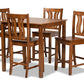 baxton studio fenton modern and contemporary transitional walnut brown finished wood 5 piece pub set | Modish Furniture Store-2