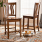 Baxton Studio Fenton Modern and Contemporary Transitional Walnut Brown Finished Wood 2-Piece Counter Stool Set | Modishstore | Counter Stools