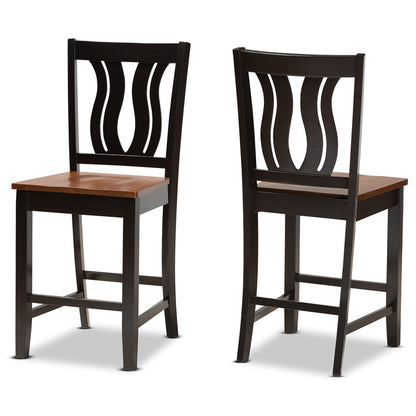 Baxton Studio Fenton Modern and Transitional Dark Brown Wood 2-Piece Counter Stool Set | Counter Stools | Modishstore