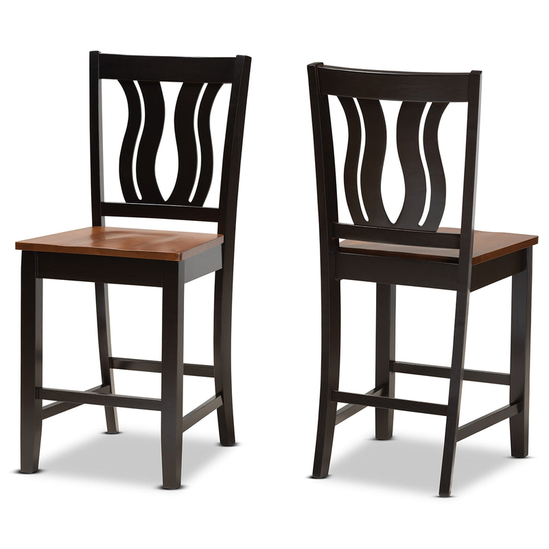 Baxton Studio Fenton Modern and Transitional Dark Brown Wood 2-Piece Counter Stool Set | Counter Stools | Modishstore