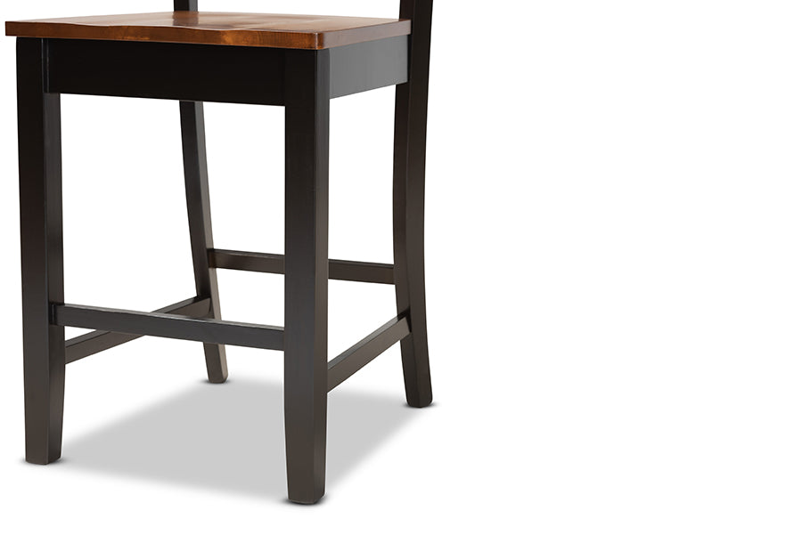 Baxton Studio Fenton Modern and Transitional Dark Brown Wood 2-Piece Counter Stool Set | Counter Stools | Modishstore - 3