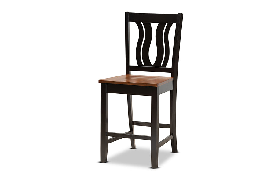 Baxton Studio Fenton Modern and Contemporary Transitional Two-Tone Dark Brown and Walnut Brown Finished Wood 5-Piece Pub Set | Dining Sets | Modishstore - 6