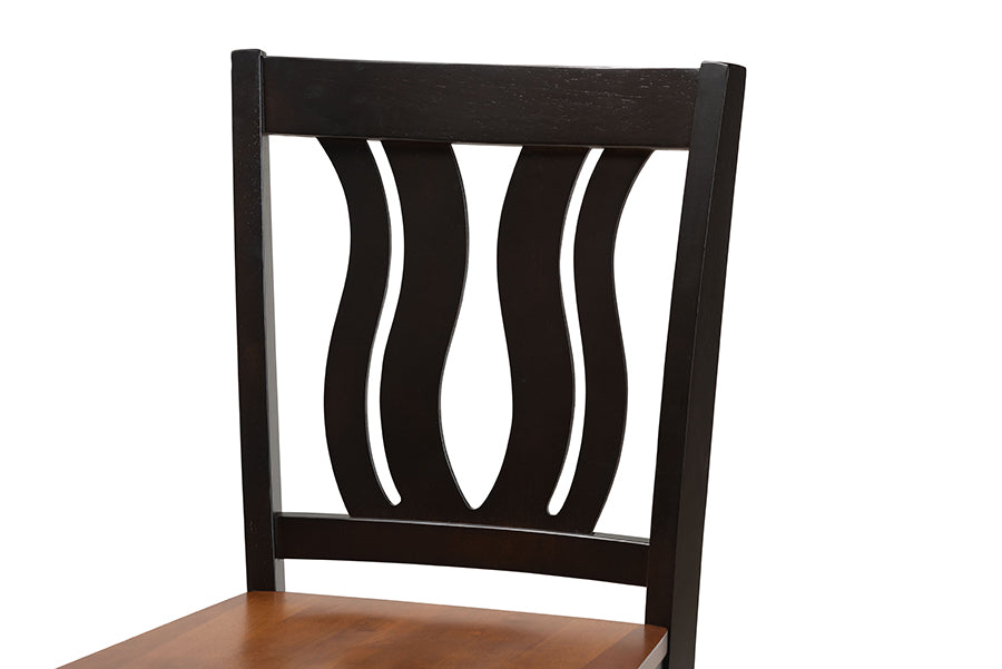 Baxton Studio Fenton Modern and Contemporary Transitional Two-Tone Dark Brown and Walnut Brown Finished Wood 5-Piece Pub Set | Dining Sets | Modishstore - 5