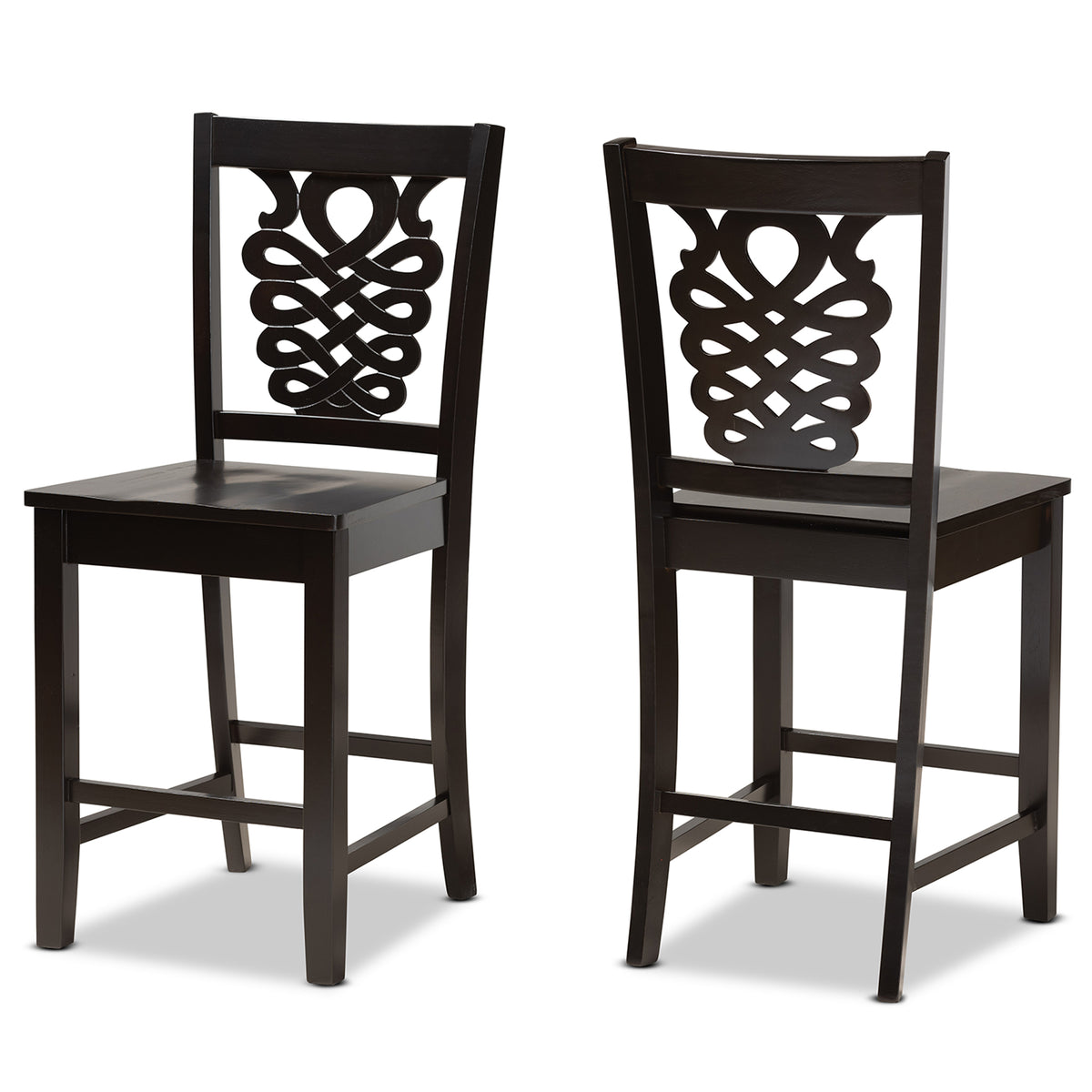 Baxton Studio Gervais Modern and Contemporary Transitional Dark Brown Finished Wood 2-Piece Counter Stool Set | Counter Stools | Modishstore