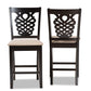 Baxton Studio Gervais Modern Transitional Sand Fabric Dark Brown 2-Piece Counter Stool Set | Counter Stools | Modishstore - 6
