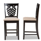 Baxton Studio Gervais Modern Transitional Sand Fabric Dark Brown 2-Piece Counter Stool Set | Counter Stools | Modishstore - 5