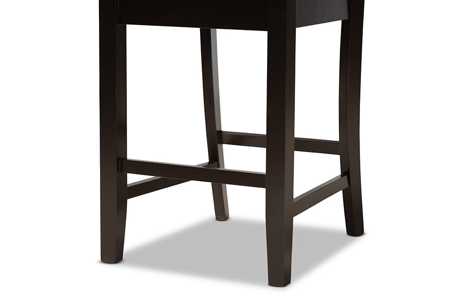 Baxton Studio Gervais Modern and Contemporary Transitional Sand Fabric Upholstered and Dark Brown Finished Wood 5-Piece Pub Set | Bar Stools & Table | Modishstore - 4