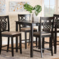 Baxton Studio Gervais Modern and Contemporary Transitional Sand Fabric Upholstered and Dark Brown Finished Wood 5-Piece Pub Set | Bar Stools & Table | Modishstore - 2