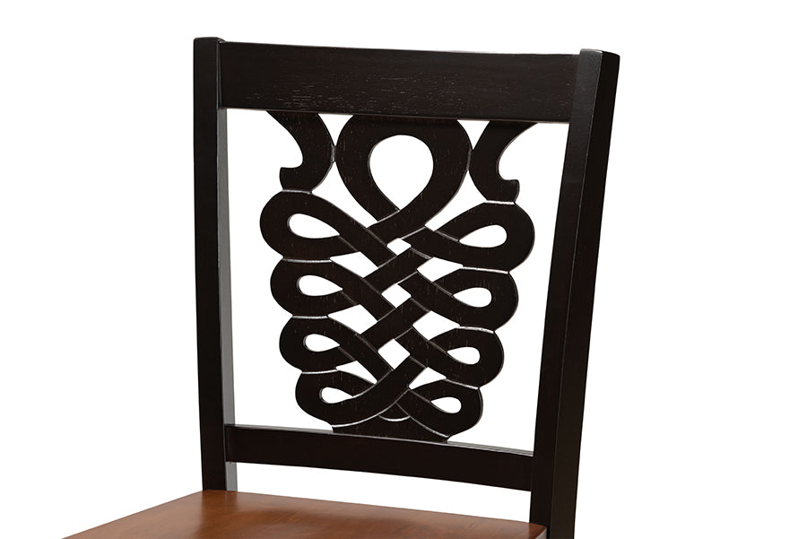 Baxton Studio Gervais Modern and Contemporary Transitional Two-Tone Dark Brown and Walnut Brown Finished Wood 5-Piece Pub Set | Dining Sets | Modishstore - 5