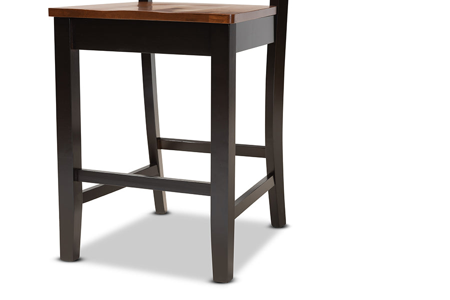 Baxton Studio Gervais Modern and Contemporary Transitional Two-Tone Dark Brown and Walnut Brown Finished Wood 5-Piece Pub Set | Dining Sets | Modishstore - 4