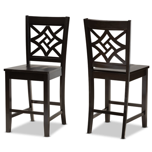 Baxton Studio Nicolette Modern and Contemporary Transitional Dark Brown Finished Wood 2-Piece Counter Stool Set | Counter Stools | Modishstore