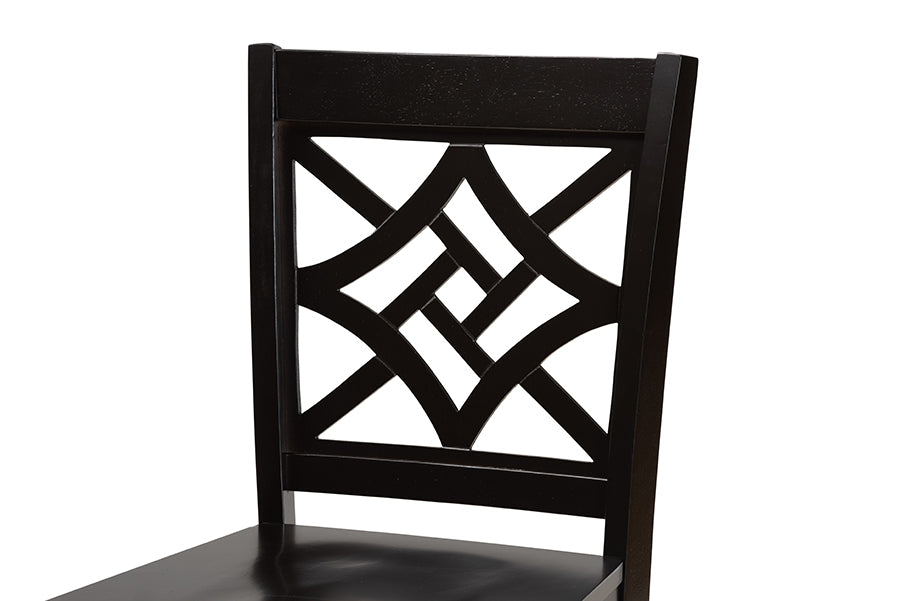 Baxton Studio Nicolette Modern and Contemporary Transitional Dark Brown Finished Wood 2-Piece Counter Stool Set | Counter Stools | Modishstore - 3