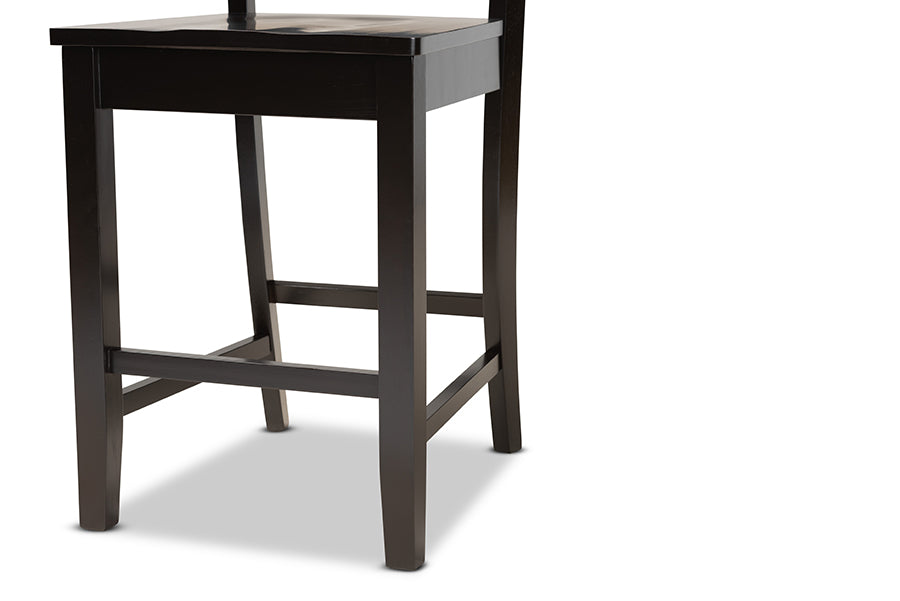 Baxton Studio Nicolette Modern and Contemporary Transitional Dark Brown Finished Wood 2-Piece Counter Stool Set | Counter Stools | Modishstore - 2