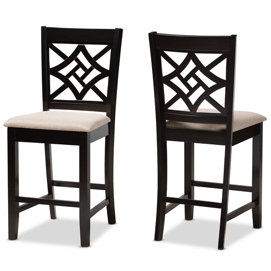 Baxton Studio Nicolette Modern Dark Brown Finished Wood 2-Piece Counter Stool Set | Counter Stools | Modishstore