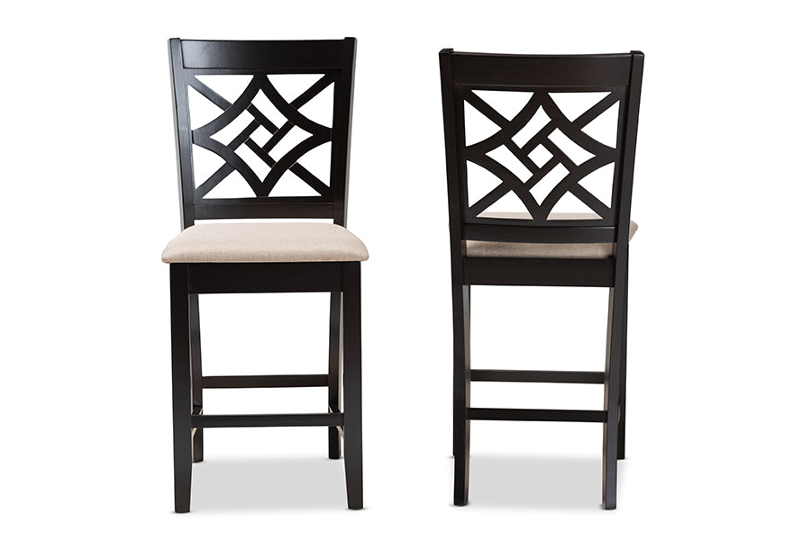 Baxton Studio Nicolette Modern Dark Brown Finished Wood 2-Piece Counter Stool Set | Counter Stools | Modishstore - 6