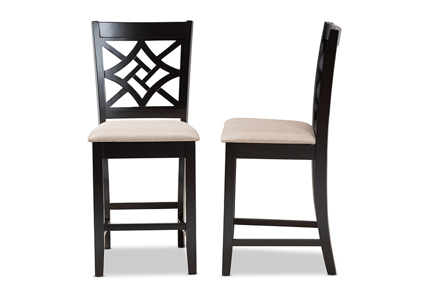 Baxton Studio Nicolette Modern Dark Brown Finished Wood 2-Piece Counter Stool Set | Counter Stools | Modishstore - 5