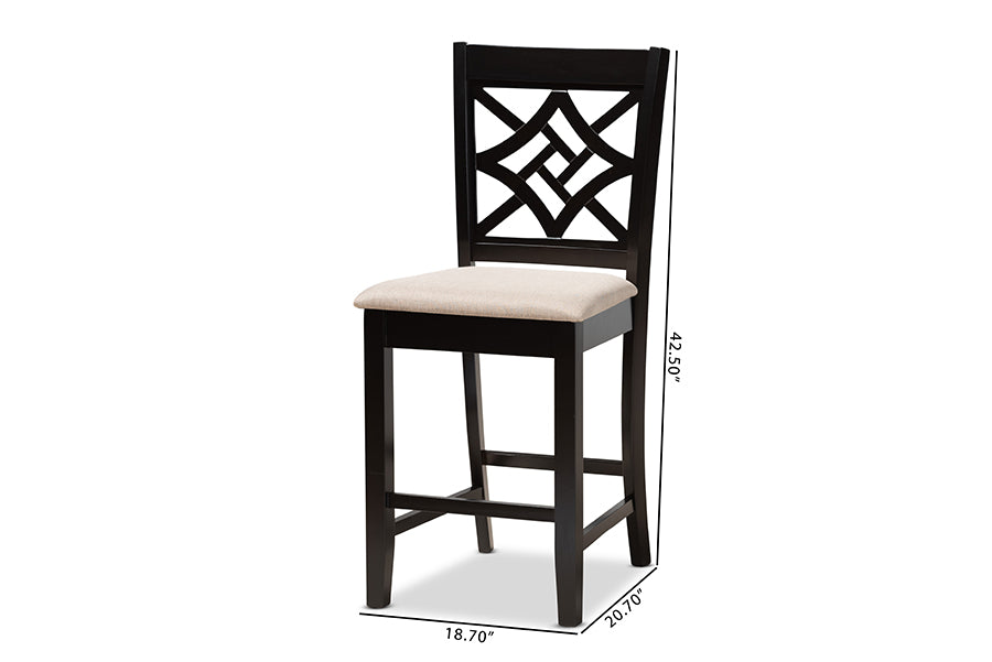 Baxton Studio Nicolette Modern Dark Brown Finished Wood 2-Piece Counter Stool Set | Counter Stools | Modishstore - 7