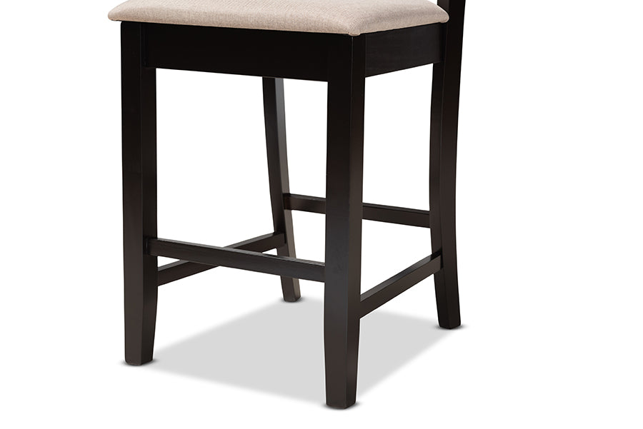Baxton Studio Nicolette Modern and Contemporary Sand Fabric Upholstered and Dark Brown Finished Wood 5-Piece Pub Set | Dining Sets | Modishstore - 4