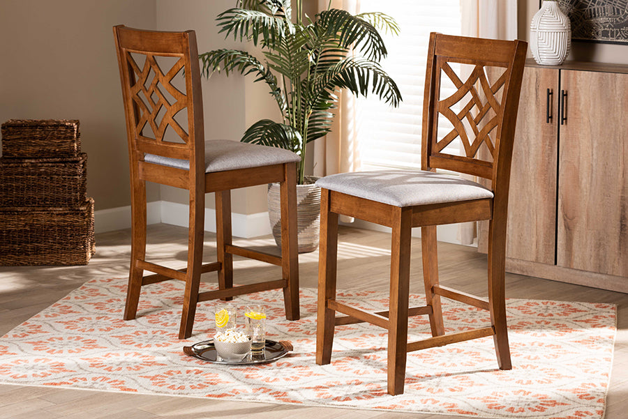 Baxton Studio Nicolette Modern Dark Brown Finished Wood 2-Piece Counter Stool Set | Counter Stools | Modishstore - 9