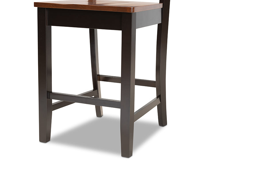 Baxton Studio Nicolette Modern and Contemporary Two-Tone Dark Brown and Walnut Brown Finished Wood 2-Piece Counter Stool Set | Counter Stools | Modishstore - 3