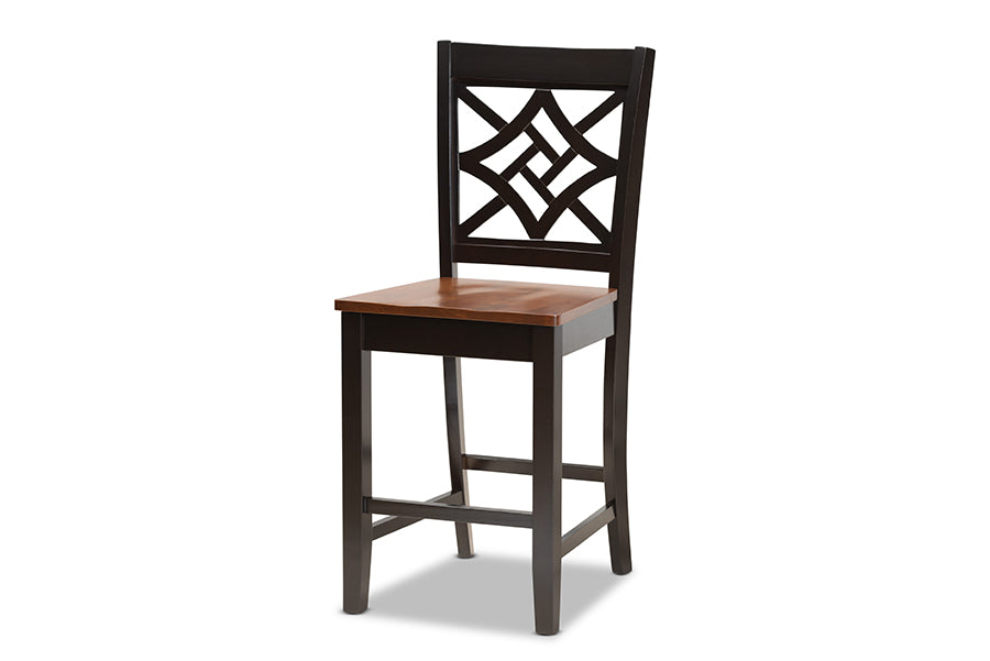 Baxton Studio Nicolette Modern and Contemporary Two-Tone Dark Brown and Walnut Brown Finished Wood 5-Piece Pub Set | Dining Sets | Modishstore - 6