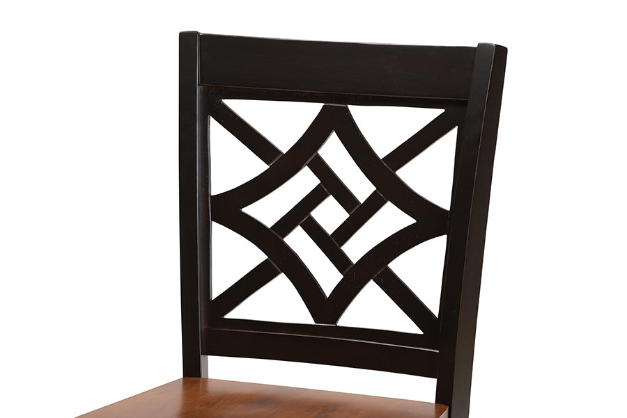 Baxton Studio Nicolette Modern and Contemporary Two-Tone Dark Brown and Walnut Brown Finished Wood 5-Piece Pub Set | Dining Sets | Modishstore - 5