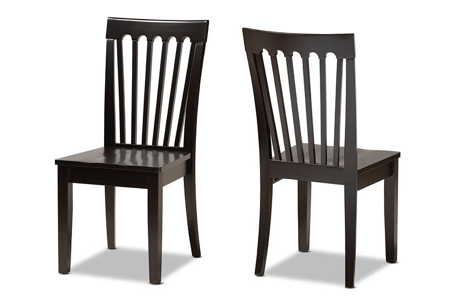 Baxton Studio Minette Modern and Contemporary Transitional Dark Brown Finished Wood 2-Piece Dining Chair Set | Modishstore | Dining Chairs - 4