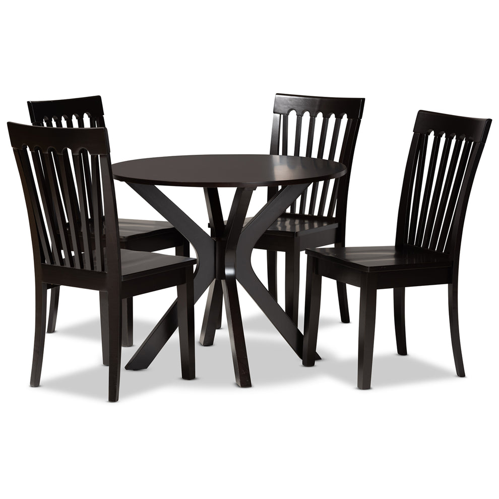 Baxton Studio Zora Modern and Contemporary Dark Brown Finished Wood 5-Piece Dining Set | Dining Sets | Modishstore - 2