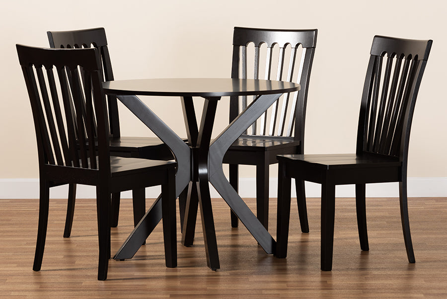 Baxton Studio Zora Modern and Contemporary Dark Brown Finished Wood 5-Piece Dining Set | Dining Sets | Modishstore - 3