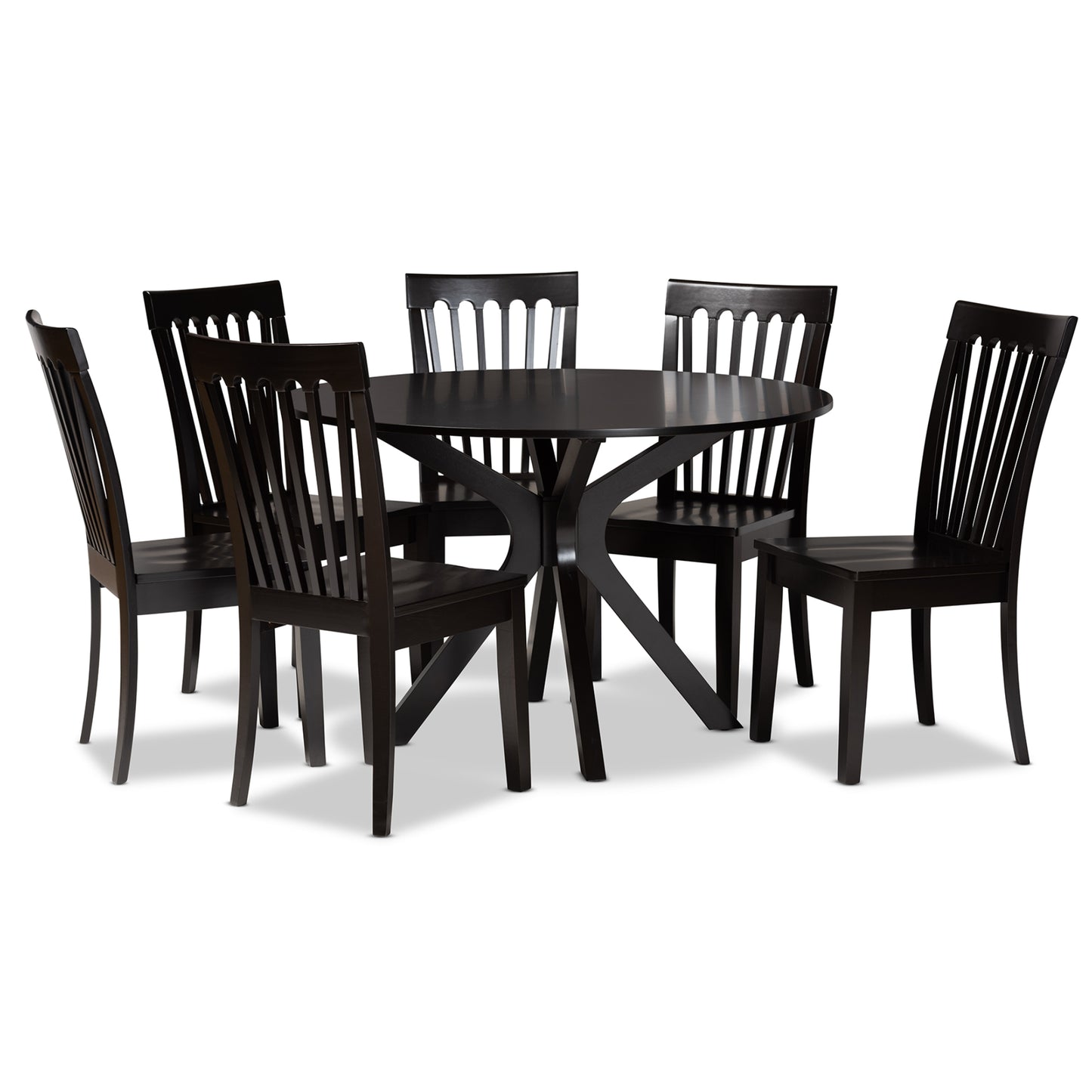 Baxton Studio Zora Modern and Contemporary Dark Brown Finished Wood 7-Piece Dining Set | Dining Sets | Modishstore - 2