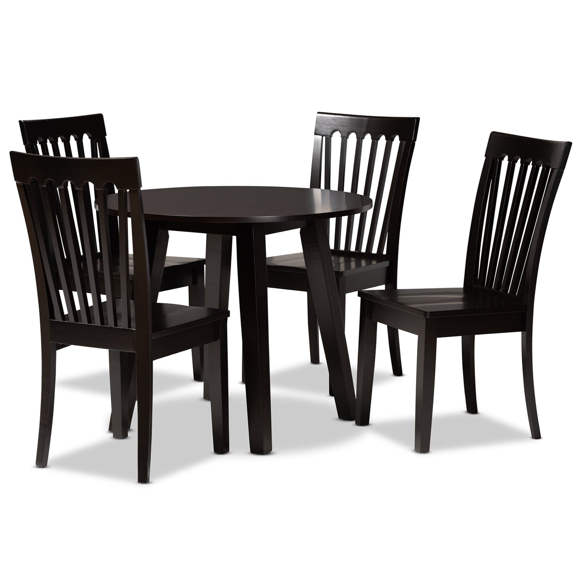 Baxton Studio Zala Modern and Contemporary Dark Brown Finished Wood 5-Piece Dining Set | Dining Sets | Modishstore - 2