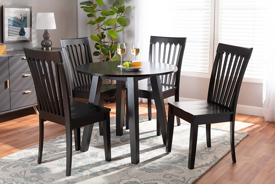 Baxton Studio Zala Modern and Contemporary Dark Brown Finished Wood 5-Piece Dining Set | Dining Sets | Modishstore