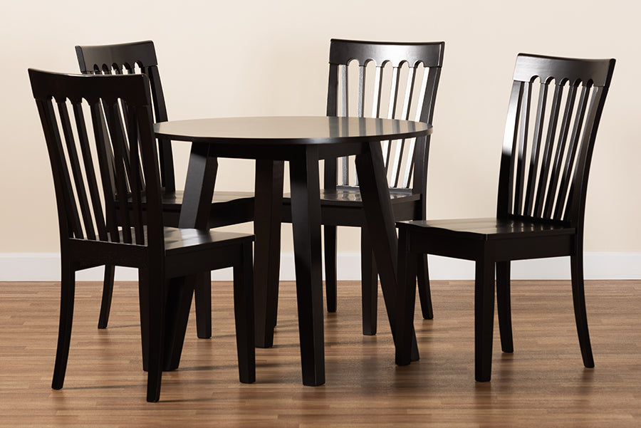 Baxton Studio Zala Modern and Contemporary Dark Brown Finished Wood 5-Piece Dining Set | Dining Sets | Modishstore - 3