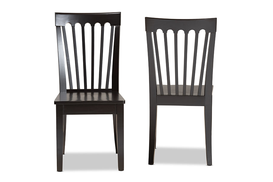 Baxton Studio Minette Modern and Contemporary Transitional Dark Brown Finished Wood 2-Piece Dining Chair Set | Modishstore | Dining Chairs - 3