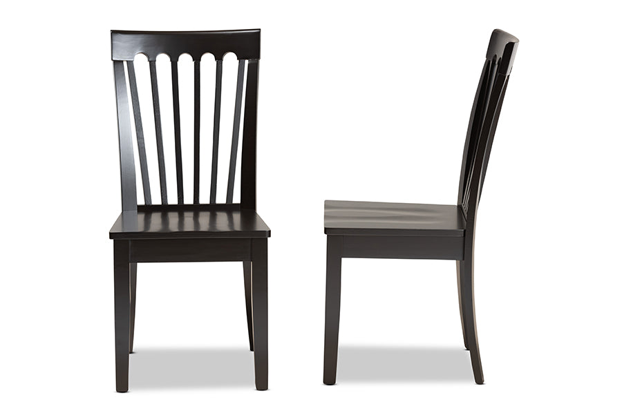 Baxton Studio Minette Modern and Contemporary Transitional Dark Brown Finished Wood 2-Piece Dining Chair Set | Modishstore | Dining Chairs - 2