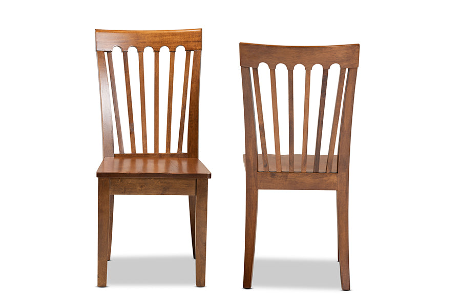 Baxton Studio Minette Modern and Contemporary Transitional Walnut Brown Finished Wood 2-Piece Dining Chair Set | Modishstore | Dining Chairs - 3