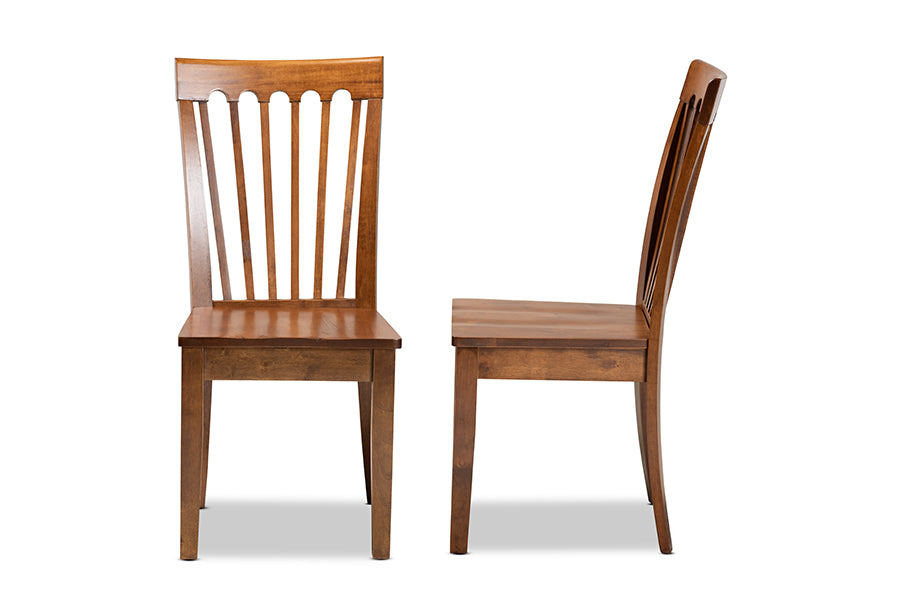 Baxton Studio Minette Modern and Contemporary Transitional Walnut Brown Finished Wood 2-Piece Dining Chair Set | Modishstore | Dining Chairs - 2