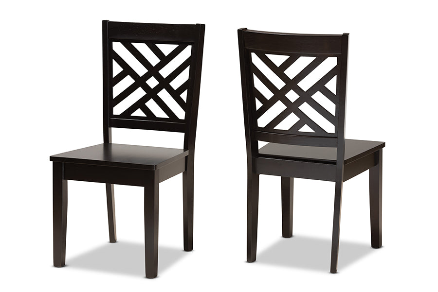 Baxton Studio Caron Modern and Contemporary Transitional Dark Brown Finished Wood 2-Piece Dining Chair Set | Modishstore | Dining Chairs - 4