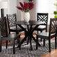 baxton studio ela modern and contemporary dark brown finished wood 5 piece dining set | Modish Furniture Store-2