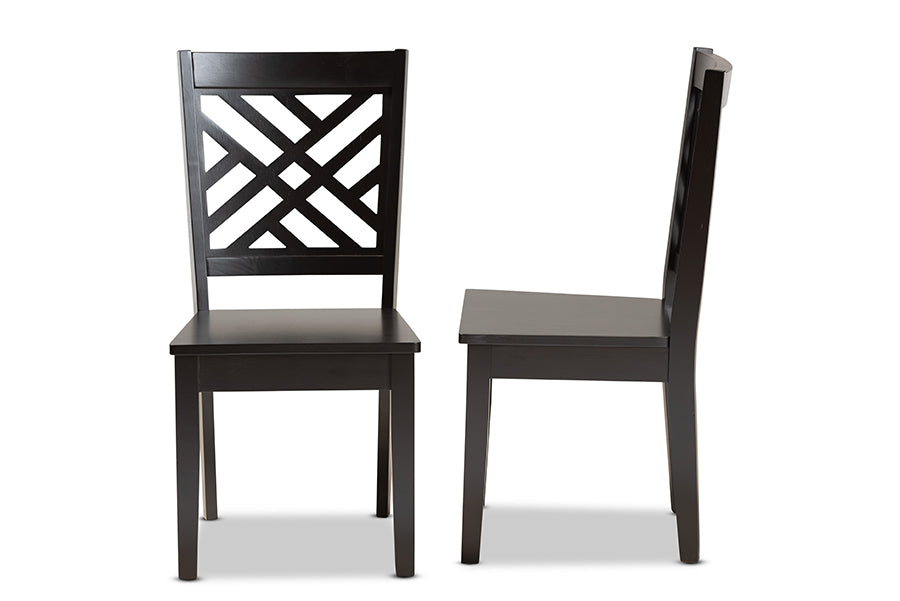 Baxton Studio Caron Modern and Contemporary Transitional Dark Brown Finished Wood 2-Piece Dining Chair Set | Modishstore | Dining Chairs - 2