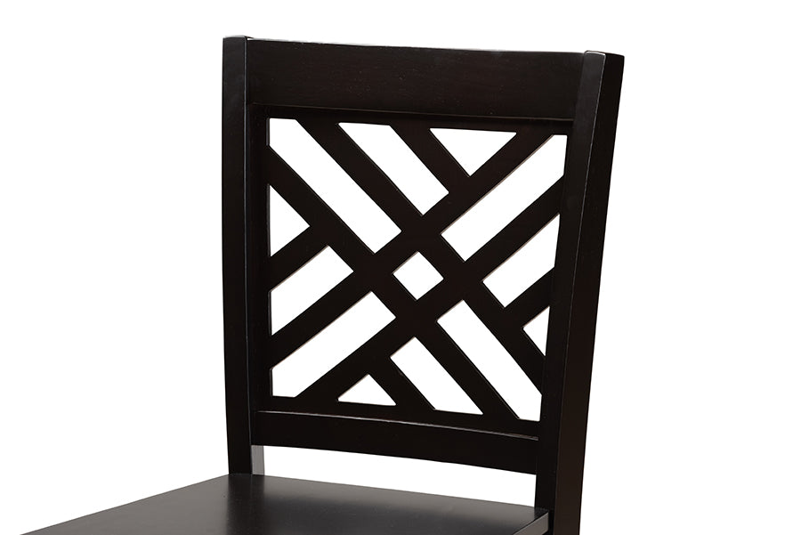 Baxton Studio Caron Modern and Contemporary Transitional Dark Brown Finished Wood 2-Piece Counter Stool Set | Counter Stools | Modishstore - 4