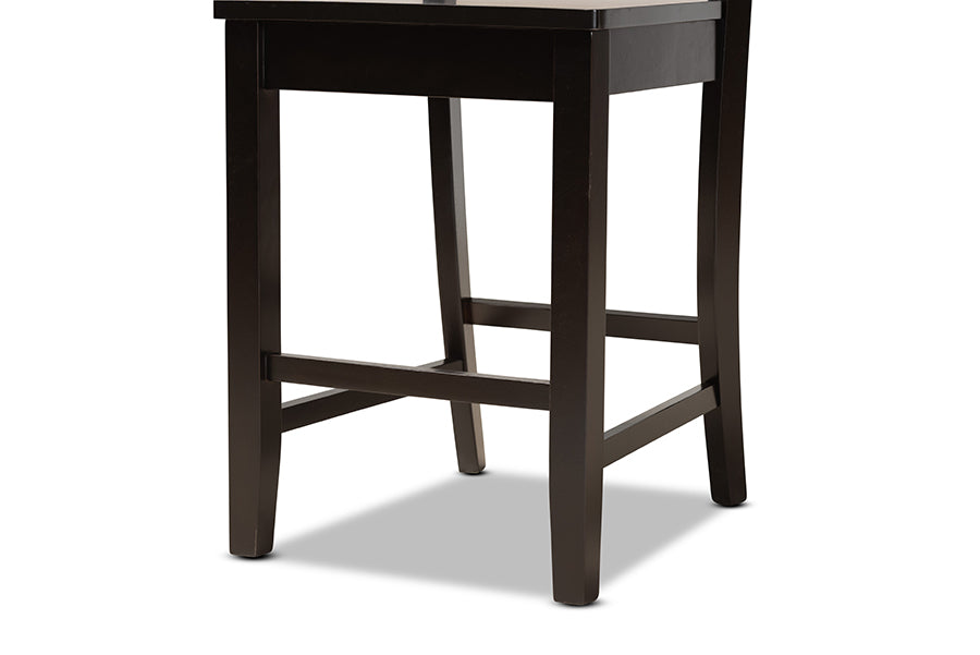 Baxton Studio Caron Modern and Contemporary Transitional Dark Brown Finished Wood 2-Piece Counter Stool Set | Counter Stools | Modishstore - 3