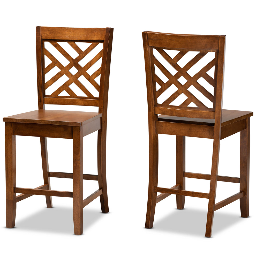 Baxton Studio Caron Modern and Contemporary Transitional Dark Brown Finished Wood 2-Piece Counter Stool Set | Counter Stools | Modishstore - 8