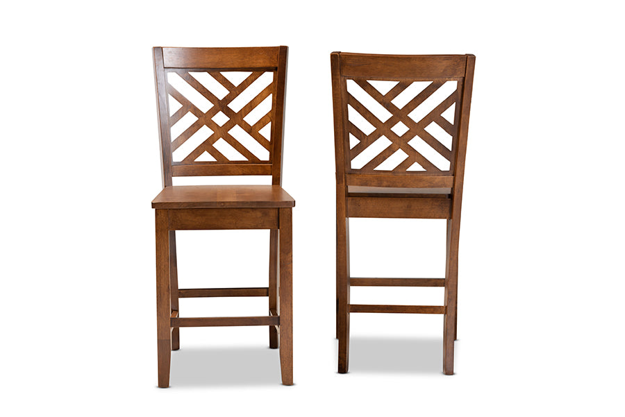 Baxton Studio Caron Modern and Contemporary Transitional Dark Brown Finished Wood 2-Piece Counter Stool Set | Counter Stools | Modishstore - 13