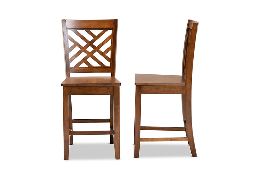 Baxton Studio Caron Modern and Contemporary Transitional Dark Brown Finished Wood 2-Piece Counter Stool Set | Counter Stools | Modishstore - 12
